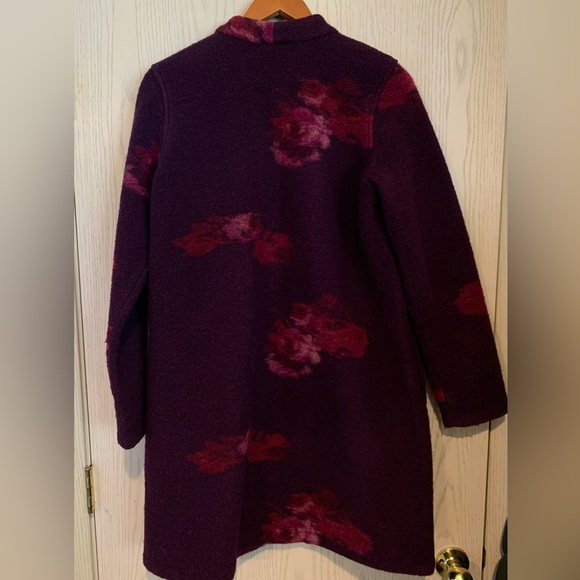 Calvin Klein Floral Print Wool Blend Coat Medium - Picture 5 of 8